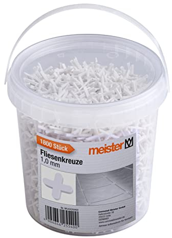 Meister Fliesenkreuze 1,0 mm - Praktisches Set mit 1800 Stück - Aus robustem Polypropylen - weiß / Fliesenzubehör / Fliesenverlegehilfe / Fugenkreuze / 4426900