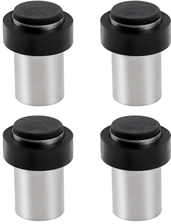 Yetaha 4 Stück Edelstahl Edelstahl Türstopper Wandmontage für Hartboden Glastür zum Schutz von Wänden und Türen Silber Schwarz (silber)