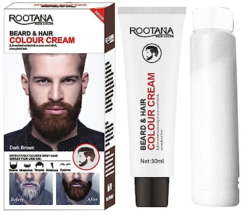 Tintura per barba per uomini, shampoo per baffi per barba, capelli grigi e tintura per barba, colore naturale e duraturo, per colorare barba e baffi, nero/marrone
