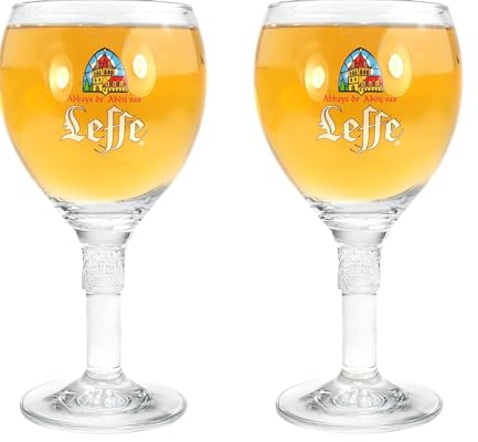 TUFF LUV Leffe Lot de 2 verres à bière belge nucléés demi-pinte à bord (2 x M104_S)