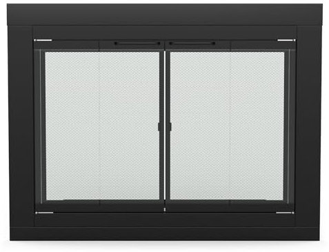 Stanbroil Fireplace Glass Bi-fold Style Door, Black, Large
