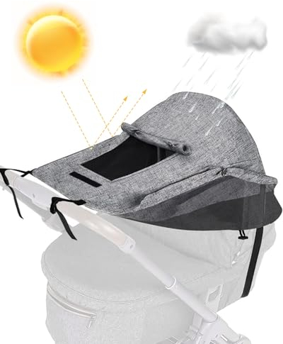 MOXTOYU Kinderwagen Sonnenschutz Abdeckung mit atmungsaktivem Sichtfenster, winddicht und wasserdicht Buggy Sonnenschutz für Kinderwagen, Baby Kinderwagen Sonnenschutz Universal Kinderwagen, Grau