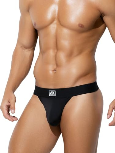 Mauro Kane String Homme Tanga Thong sous-vêtements Taille Basse Sexy Respirant Underwear Noir M