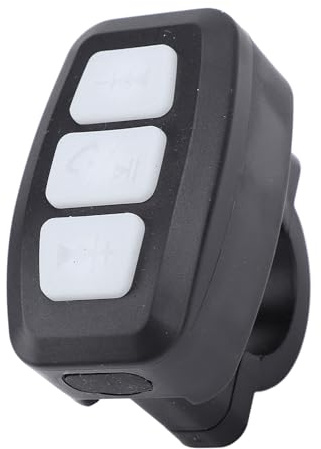 Controlador Bluetooth para Moto Bicicleta, Control Remoto de Teléfono Celular Impermeable IPX6 para iOS, Android, Recargable, Alcance de 15 M (White)
