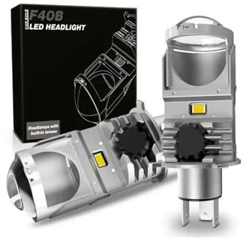 F40B LED H4 Lente Bi-led Mini H4 Proyector Bombillas for faros Lentes Lámpara for cabeza Turbo Bombilla LED Luz alta y baja Apta for automóvil Motocicleta DIY(2x Right Hand Drive)