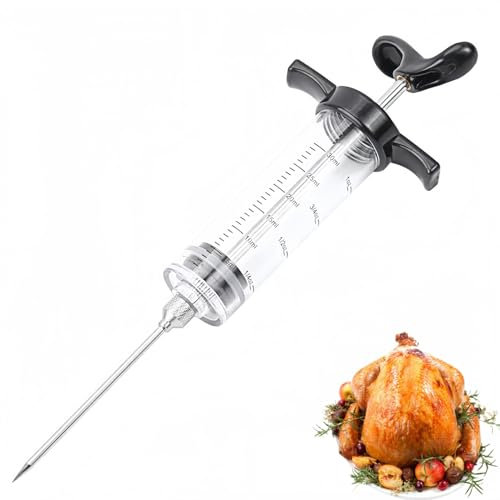 Heanvmyss Siringa per Carne BBQ,Siringa per Marinata,Siringa per Dolci 30 ml,Siringa Cucina con 1 Aghi,30ml Siringa Alimentare per Manzo,Pollo,Maiale,Tacchino