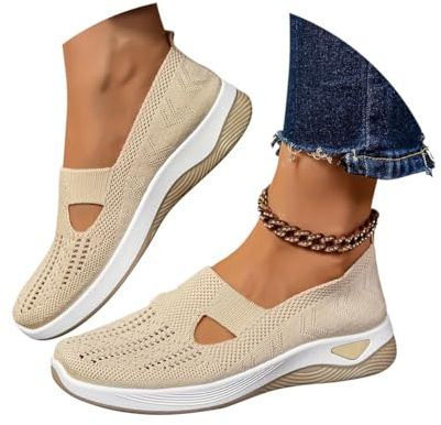 ticticlily Scarpe Donna Sneakers Ortopediche Leggere Scarpe da Ginnastica Sportive Running Basse Basket Sport Outdoor Fitness Mesh A Beige 38 EU