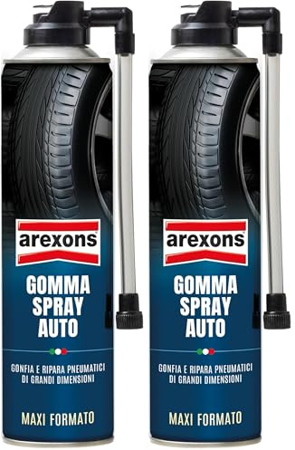AREXONS 8470 Gomma Spray Maxi Formato 400 ml, Gomma Sigilla Forature e Rigonfia Pneumatici (Confezione da 2)