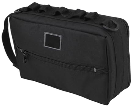 Camping Utensils Bag, BBQ Cooking Tool Case, Multi-Pocket Storage, Paper Towel Holder, Ideal for Outdoor Travel Organizer, 9.06x5.51x2.76 Inches, Black Color, 1 Piece
