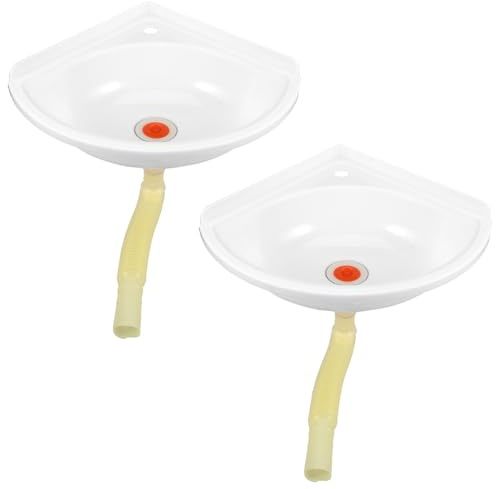 Veemoon Lavabo de pared pequeño de 2 piezas: lavabo triangular de plástico para baño, ideal para baños compactos o lavanderías.
