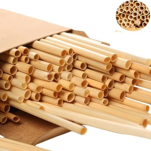 100 Stück Wildbienen Nisthülsen aus Naturbambus, 15 cm Länge, Umweltfreundliches Insektenhotel Füllmaterial für Insektenhotel und Hummelhaus, Nachfüllpackung für Solitärinsekten-Nisthilfen im Natursch