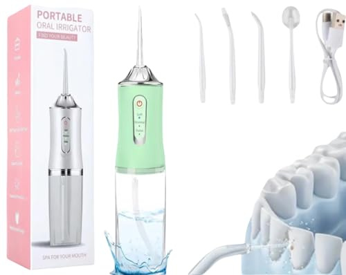 Hydropulseur dentaire sans fil – Hydropulseur électrique 3 modes de nettoyage – Irrigateur buccal rechargeable – Hydropulseur de voyage pour soins dentaires – Enlèvement de la plaque dentaire – Fil