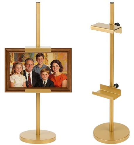 OZRVYNDAREL Photo Frame Tabletop Easel Stand-Heavy Duty Tabletop Display Easel, French Style Gold Easel Stand,Picture Frame Stand for Wedding/Art/Photos,Picture Easels (Gold, 18inch)