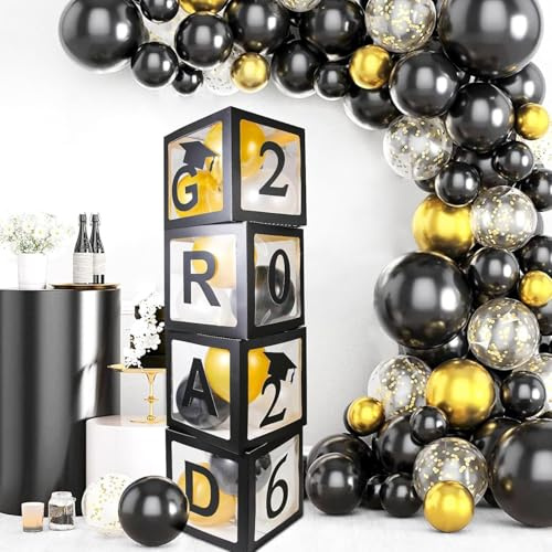 Set di 4 scatole per palloncini di laurea classe 2026 per feste