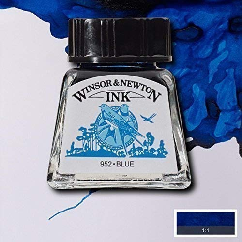 Winsor & Newton - Encre à dessiner 14ml pour Calligraphie - Noir Indien - Blue - Bleu