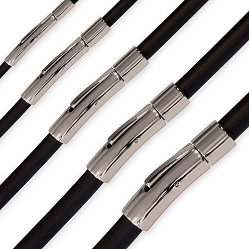 Fly Style Kautschuk-Kette oder Armband - Schwarze Halskette mit Edelstahl-Verschluß, Längen:ca. 45.0 cm, Stärke:4 mm