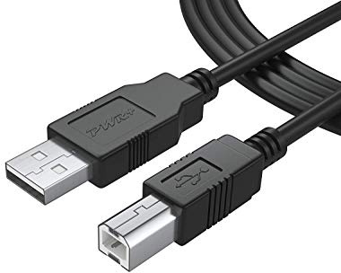 PWR+ 6Ft Long USB-Printer-Cable 2.0 for HP OfficeJet LaserJet Envy; Canon Pixma; Epson Workforce Stylus Expression Home; Brother; Silhouette Cameo Dell Scanner Fax High Speed Cord