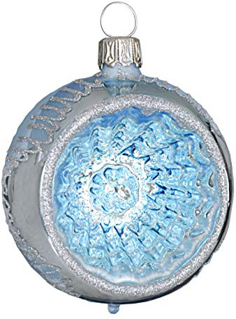 Jingle Bells Lauscha Reflexkugel eisblau 6cm 4Stück per Box Weihnachtsschmuck Glas Hängend Klassisch Weihnachten