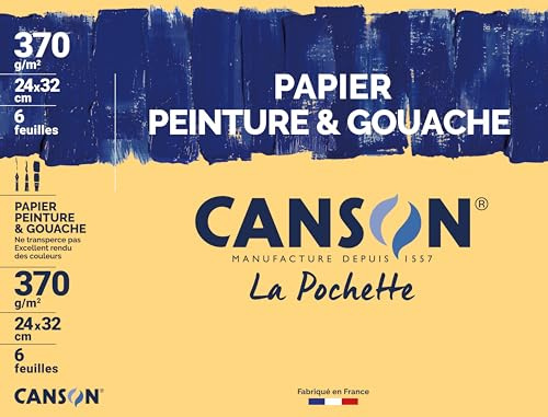 CANSON - Pochette 6 feuilles papier peinture et gouache 24x32cm - 370g/m²