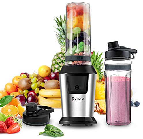 Batidora de Vaso, 500W Batidora Smoothies, Mini Batidora Portatil Batidora Vaso con 2 Botellas de 600 ml de Plástico Tritan, Batidora de Vaso Individual para Zumos, Batidos, Verduras, Frutas