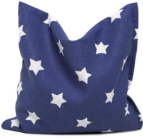 Cojín de huesos de cereza (12 x 12 cm), diseño de estrellas, color azul