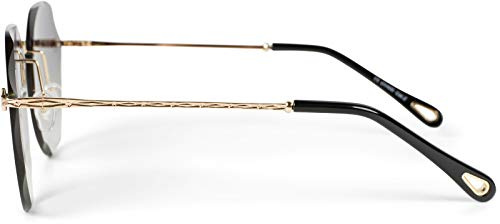 styleBREAKER gafas de sol de piloto de mujer sin contorno con lentes tintadas en corte de diamante, patillas troqueladas 09020106, color:Montura oro/cristal azul-rosado gradiente