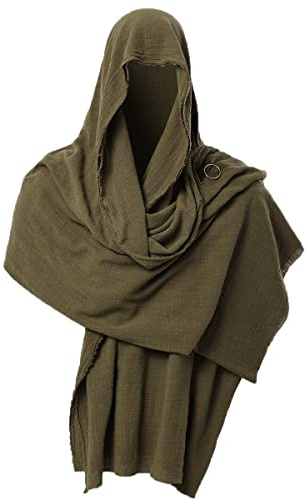 GRACEART Post Apocalyptic Shawl Hood Scarf Shaman Cowl Medieval Costume Sash Amry Green