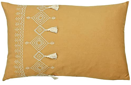 Muebles. Funda de cojín Pritta de algodón con Bordado y borlas