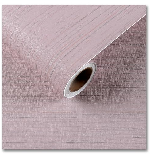 CRE8TIVE Hellrosa Leinen Textur Tapete Selbstklebende Folie für Möbel 30cm x 200cm Rosa Fototapete Wohnzimmer Schlafzimmer Klebefolie Küche Schrankfolien Selbstklebend Tapeziertisch Strukturtapete