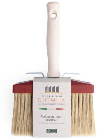 PENNELLIFICIO 2000 | Pincel de Techo Profesional para Pintores y Pintores, con Mango de Madera, Pincel de Pintura, para Pinturas murales, 5 x 15 cm – Fabricado en Italia