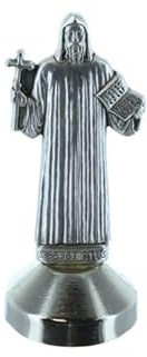 Palacio del Rosario Estatua de San Benito de metal con base magnética de 5 cm – Estatua de los Santos – Culto cristiano de aluminio