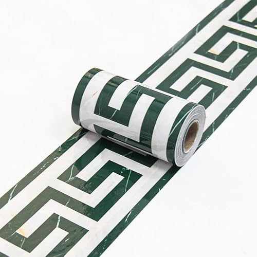 Dostear Bordi Greche Pannelli Adesivi Bordo Adesivo per Pareti Striscia Adesiva Muro Decorativa Greca Adesiva per Parete Verde-48 10cm X 1000cm