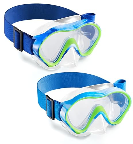 Aegend Kids Swim Goggles Snorkel Diving Mask for Kids Youth 3-15, Knitted Fabric Strap, Anti-Fog 180° Clear View