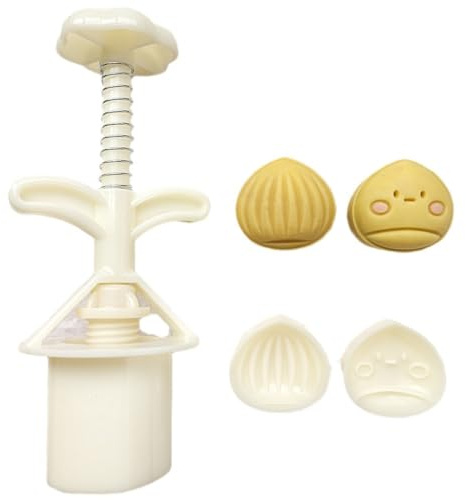 Mooncakes - Juego de prensa de moldes con 2 sellos, práctico molde de prensa en forma de castaña para hacer pasteles, galletas, postres