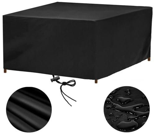 rngcpto Housse Table de Jardin 140x120 Housse Salon de Jardin Exterieur Impermeable 140x120x75cm Housses pour Mobilier de Jardin Housse de Protection Salon de Jardin Bache Table Exterieur, Noir