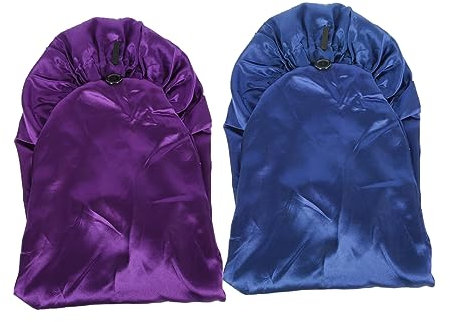 Healeved 2pcs Satin Night Sleep Bonnet for Women Wide-brimmed Hair Wrap Turban for Curly Hair Care for Sleeping Makeup and Housework
