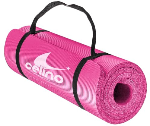 Tappetino da yoga spesso 10 mm antiscivolo NBR con cinghia per il trasporto, per esercizi a casa, allenamento, pilates, palestra, viaggi, fitness, campeggio, ecologico, tappetino da yoga per donne e