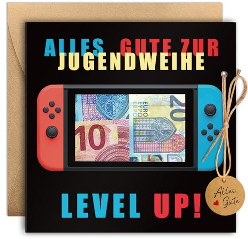 Luckeey Geldgeschenk Jugendweihe Karten, Gamepad Karte Geldgeschenke Verpackung mit Umschlägen, Zur Jugendweihe Geschenke Junge Mädchen, Glückwunschkarte Geschenk