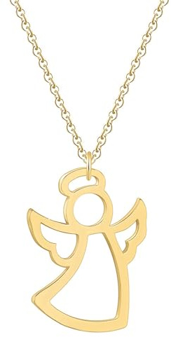 Collar con dije de ángel hecho a mano, delicado collar con colgante de ángel, collar con colgante de ángel de acero inoxidable, regalo de joyería para mujeres (Gold)