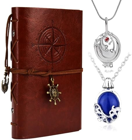 Vampyr Katherine smyckeset läder journal skrift anteckningsbok Elena Gilbert öppning Vervain medaljong halsband för kvinnor män halloween kostym cosplay filmrekvisita 3 st