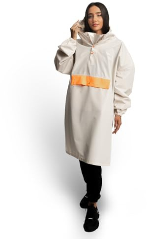 Jubi® Poncho de pluie pour femme fabriqué à partir de polyester 100 % recyclé - Durable, léger et imperméable, beige, One Size