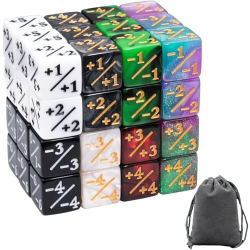 48 pièces compteurs de dés MTG D6 à Double Valeur en 8 Couleurs avec Sac de Rangement Accessoires compatibles Magic The Gathering CCG JDR dés jeton pour Carte Magic stratégie Fantasy Jeux de rôle