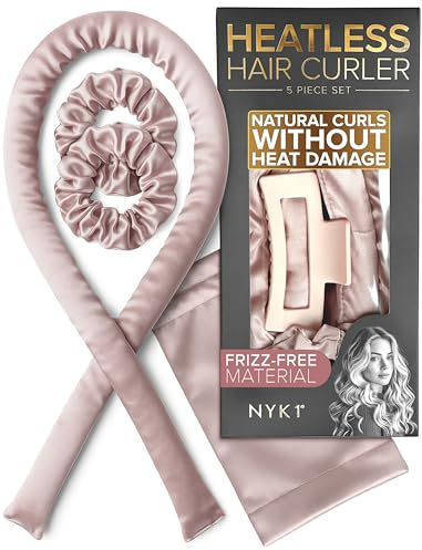 Heatless Curlers Set For Effortless Curls & Waves (5pc Set) NYK1 Satin Hair Curlers No Heat For Overnight Heatless Curls - 40 Curling Rods For Comfortable Easy Styling For All Hair Types And Lengths