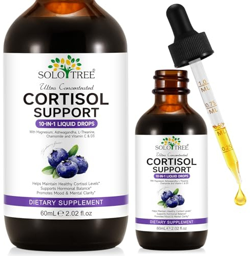 Cortisol Support with Ashwagandha, Magnesium, L-Theanine, Chamomile and Vitamin C & D3, Cortisol Detox Hormone Balance Supplements Mood, Focus, Stress Relief, Sleep Support -60ml