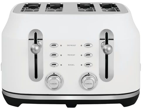 Rangemaster Classic Toaster with Extra-Wide Slots, 6 Browning Levels and 3 Auto-Settings in Matt White, RMCL4S304WH