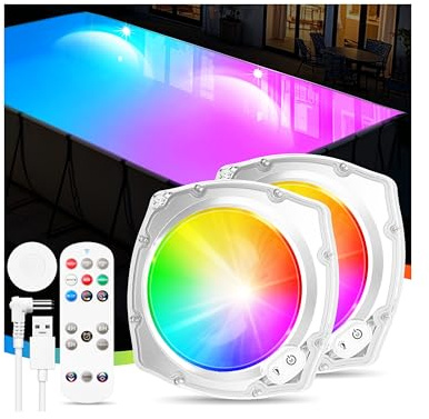 DeeprBetter Luci Piscina Fuori Terra con Telecomando, Ricaricabili Luci Piscina a Immersione con 9 Modalità Illuminazione Subacquea, IP68 Lampade per Piscinas, Luce Piscinas Magnetica per Spa-2PCS