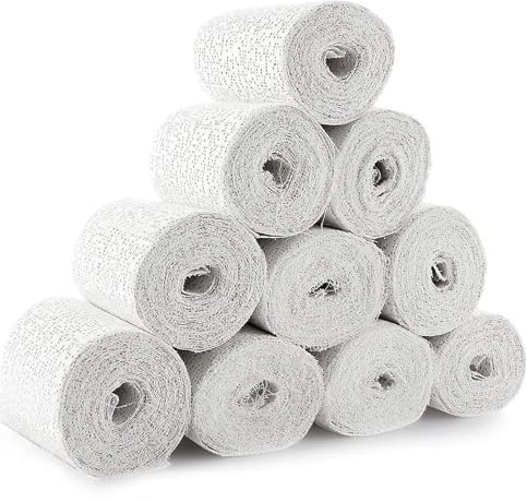 Eulihent 10 Rollos Vendas de Yeso Manualidades 7,5 cm x 270 cm Venda de Escayola para Modelado Secado Rapido para Moldes Cuerpo Cara y Arte Creativo - Blanco