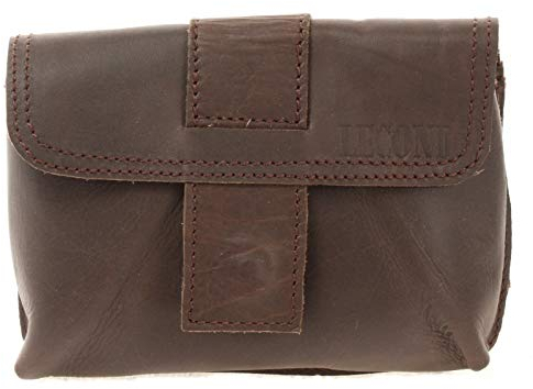 LECONI Gürteltasche Bauchtasche Leder Hüfttasche Handytasche Ledertasche für Damen & Herren Rindsleder 16x10x6cm dunkelbraun LE9005-wax