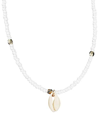 Hawaiianische Damen Bohemian Natural Shell Anhänger Halskette Türkis Perlen Kette Conch Choker Halskette für Frauen Party Geburtstagsgeschenk Stranddekoration Weiß