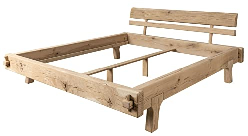 Bett Holzbett Balkenbett Massivholzbett 200x200 Eiche Holz massiv Natur geölt Oak Heart #04